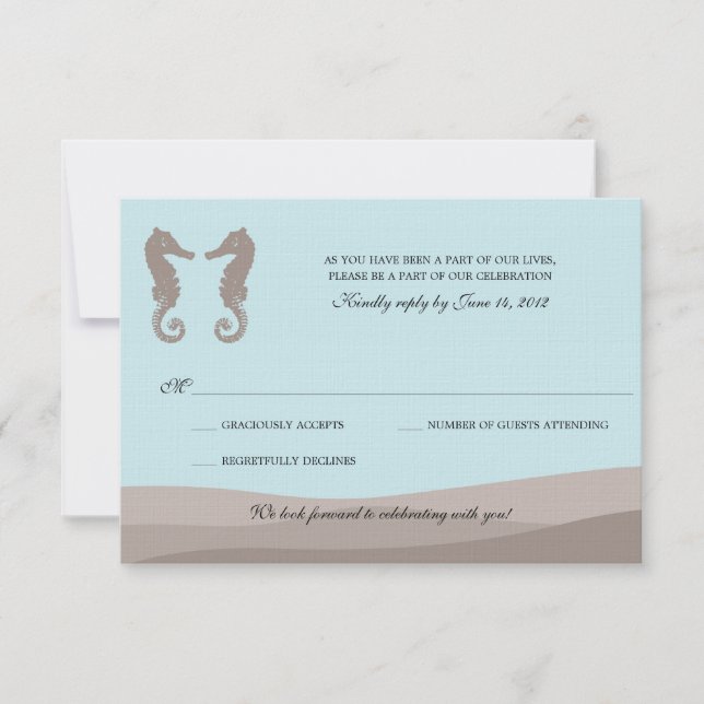 RSVP Mariage Double Hippocampe Océan (Devant)