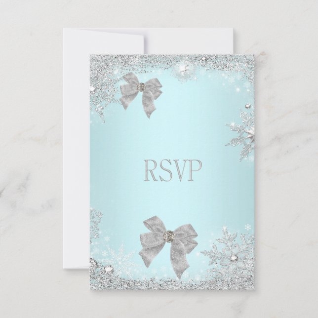 RSVP mariage élégant Parties scintillant Turquoise (Devant)