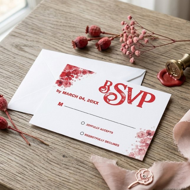 RSVP mariage floral rouge romantique (Créateur téléchargé)