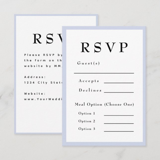 RSVP Mariage Immuable Lavande Violet (Devant / Derrière)