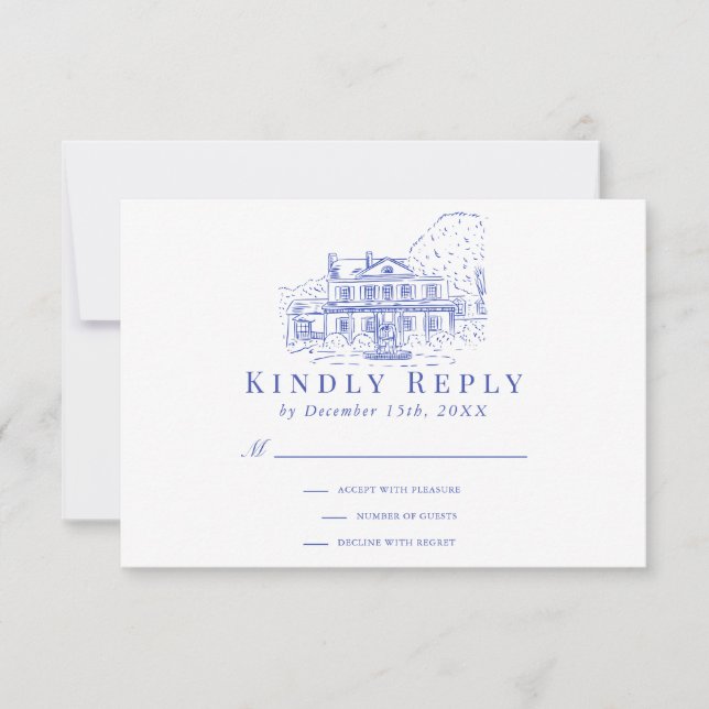 RSVP Mariage Maison Coloniale Bleue/Manoir/Demeure (Devant)