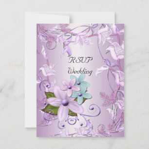 RSVP Mariage Mauve Floral Pourpre