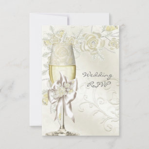 RSVP Mariage Or Crème Perle Floral Roses