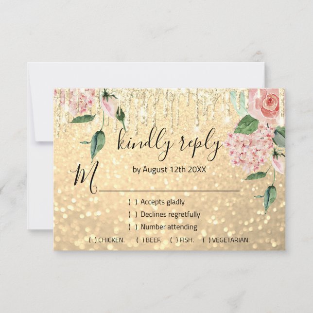 RSVP  Mariage Paillettes Bride Mint Paillettes Or (Devant)