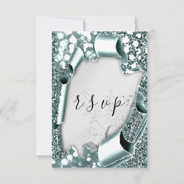 RSVP Mariage Parties scintillant Florals Argent Sm (Dos)