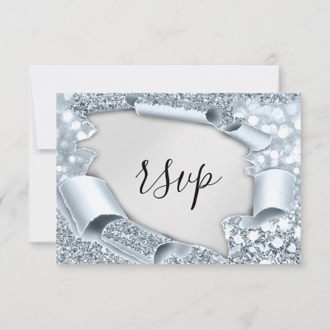 RSVP Mariage Parties scintillant nuptiale gris arg (Dos)