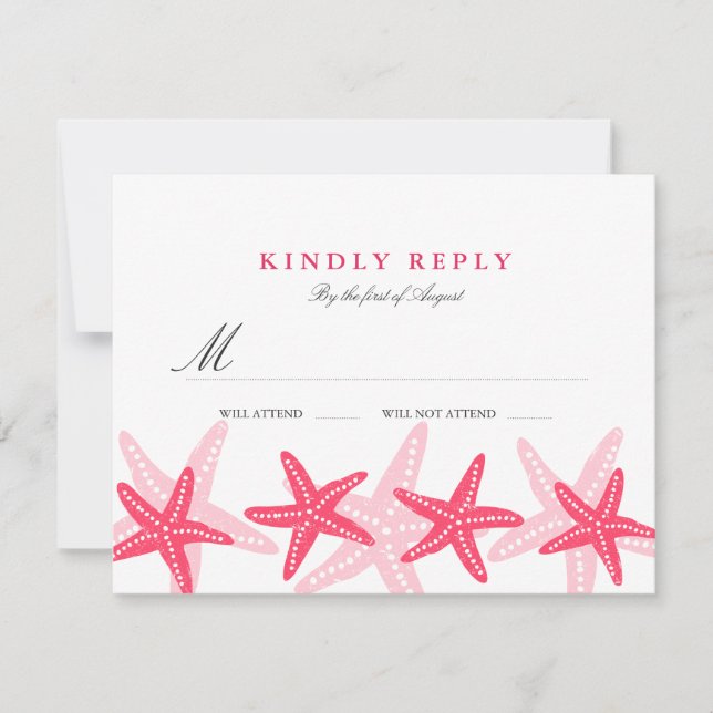 RSVP Mariage Plage Étoile de Mer Corail (Devant)