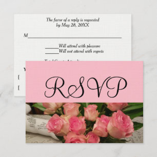 RSVP Mariage Rose Bouquet Argent