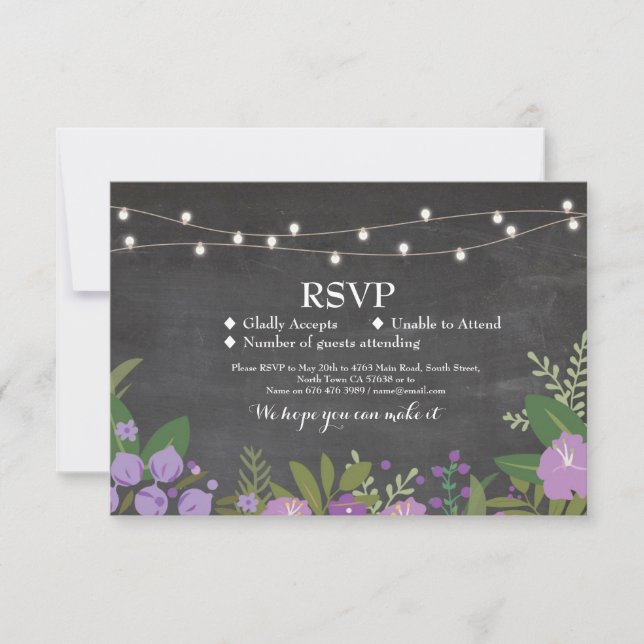 RSVP Mariage Rustic Chalk Cartes Florales Invitati (Devant)