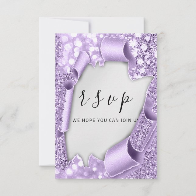 RSVP Mariage Silver Grey Papier Violet Violet Viol (Dos)