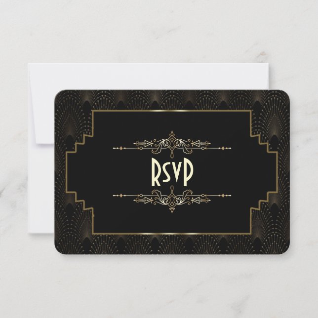 RSVP Mariage Style Gatsby Art Déco Or 1920 (Devant)