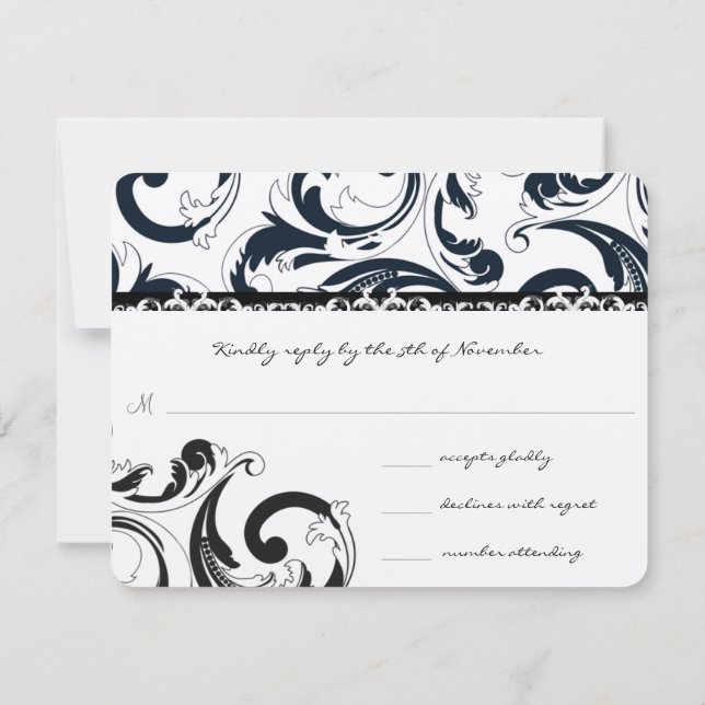 RSVP Mariage Tourbillons Noirs Royaux (Dos)