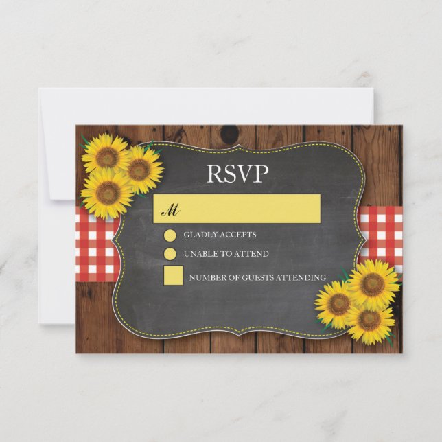 RSVP Mariage Wood Russe Red Check Sunflower (Devant)