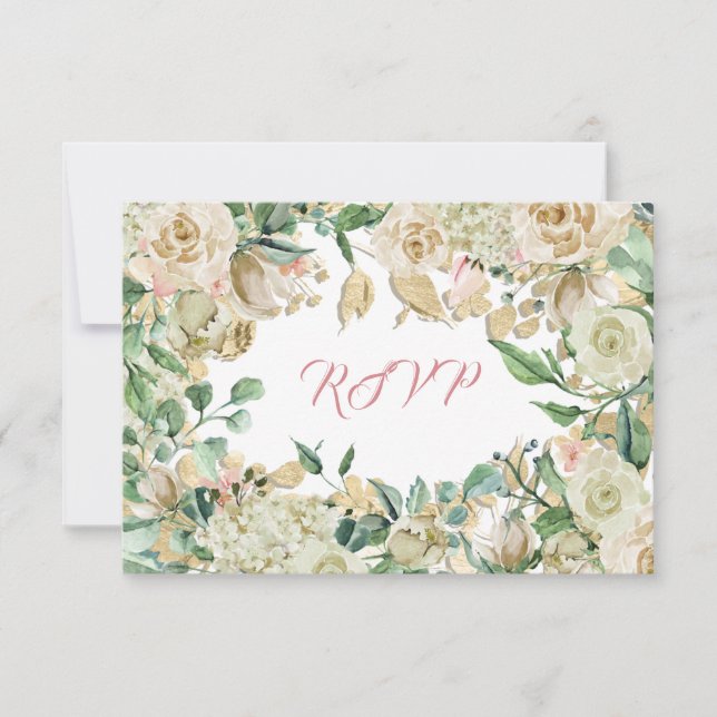 RSVP Menthe Sarcelle Roses Branche Blanche (Devant)