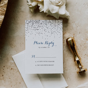 RSVP minimaliste Confetti Argent