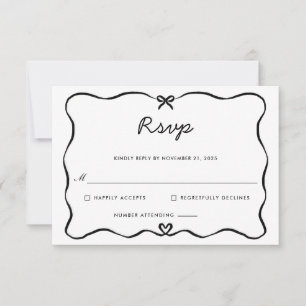 RSVP minimaliste Script mou Bow Coeur