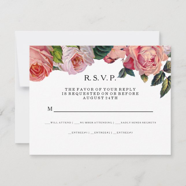 RSVP MODERN Chic Larges Rayures avec Roses Ancienn (Devant)