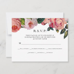 RSVP MODERN Chic Larges Rayures avec Roses Ancienn