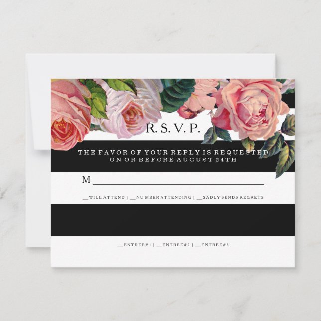 RSVP MODERN Chic Larges Rayures avec Roses Ancienn (Devant)