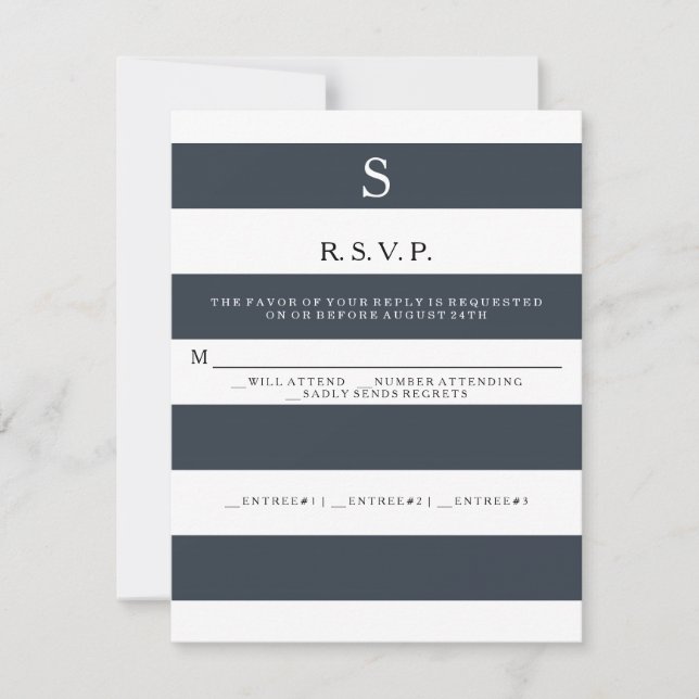 RSVP MODERN Chic Larges Rayures Monogrammées (Devant)
