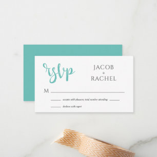 RSVP Modern Script Turquoise Mariage Carte RSVP