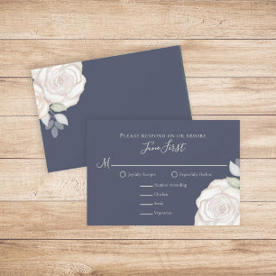 RSVP Moderne Élégant Minimaliste Floral Ardoise Bl