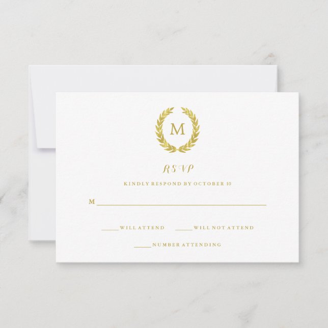 RSVP Monogramme Couronne de Laurier Feuille de Pap (Devant)