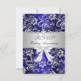 RSVP Nœud floral bleu 25e anniversaire de mariage