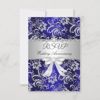 RSVP Nœud floral bleu 25e anniversaire de mariage