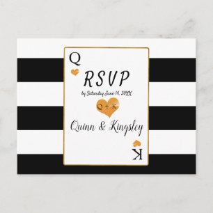 RSVP noir et blanc barre des cartes de roi et de
