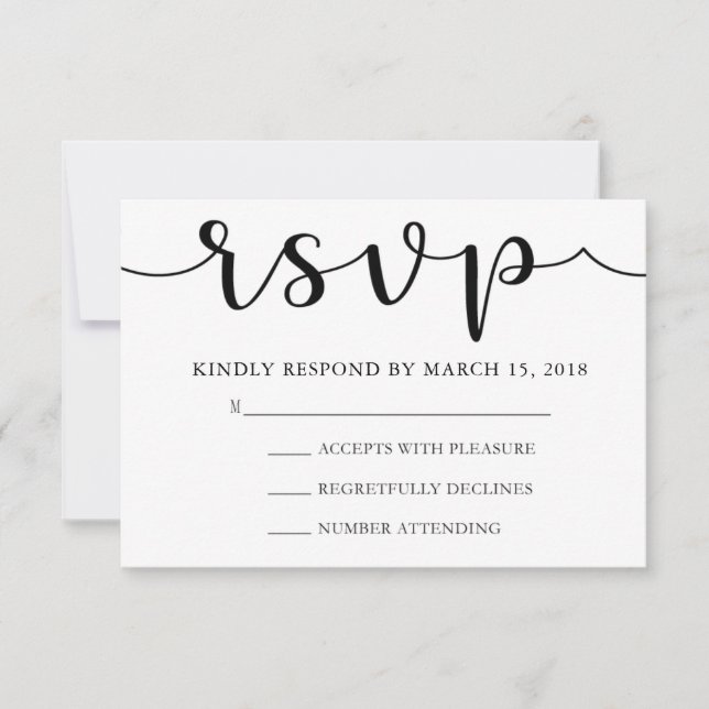 RSVP noir et blanc | Calligraphie simple (Devant)