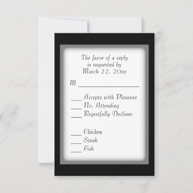 RSVP noir et blanc classique avec choix de menu (Devant)