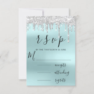 RSVP Noir Gris Gris Argent Aqua Gouttes Mariage
