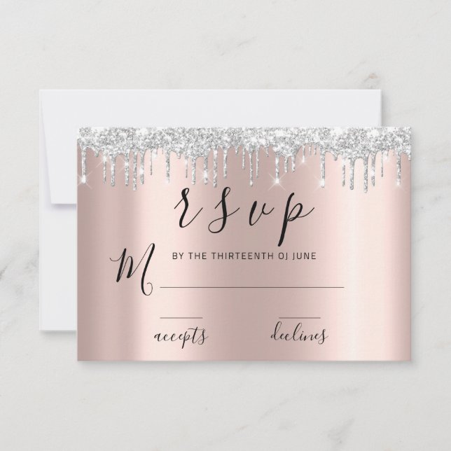 RSVP Noir Rose Blanche Grise Argent Gouttes (Devant)