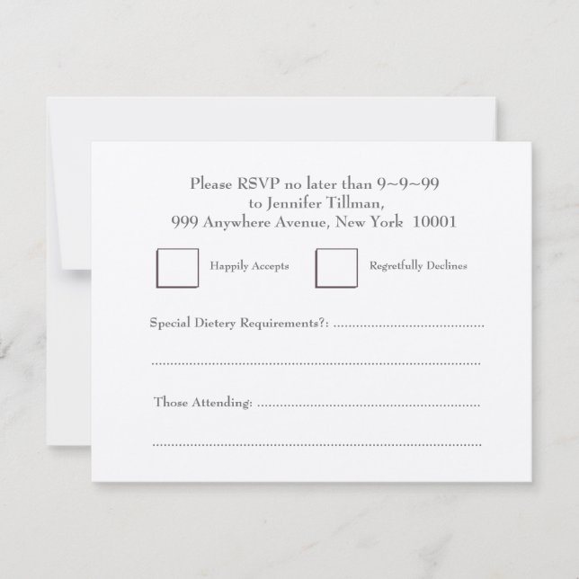 RSVP Nourriture Mariage Passionnés Coeur Réponse A (Devant)