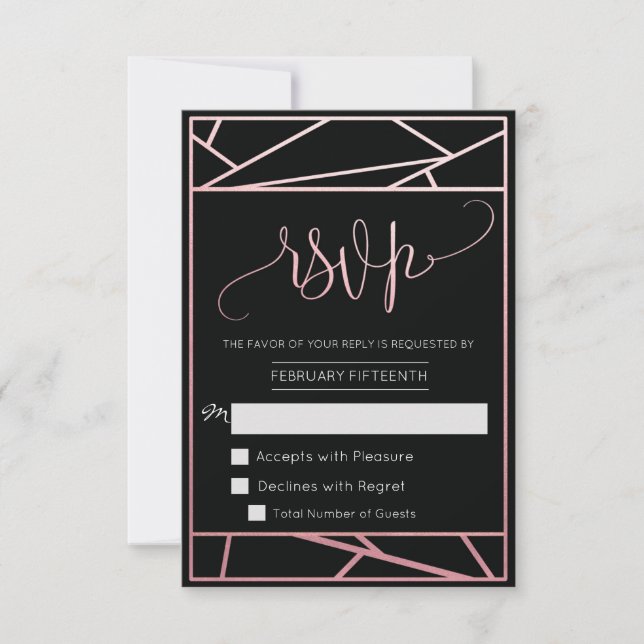 RSVP Or Rose Gold Faux Géométrique Moderne (Devant)