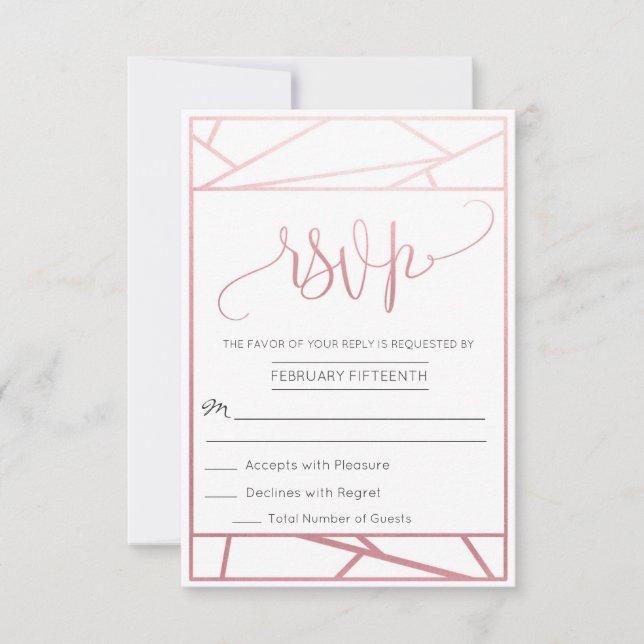 RSVP Or Rose Gold Faux Géométrique Moderne (Devant)