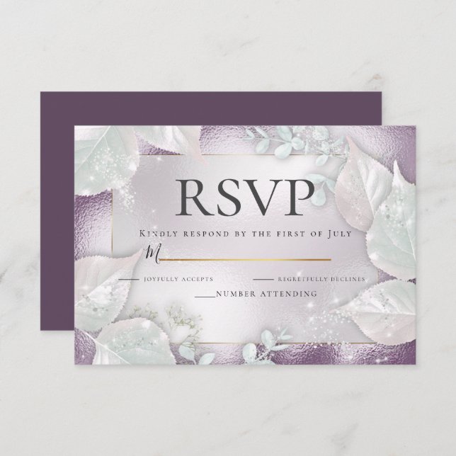RSVP | Pale Eggplant Pearl Shimmer Invitation (Devant / Derrière)