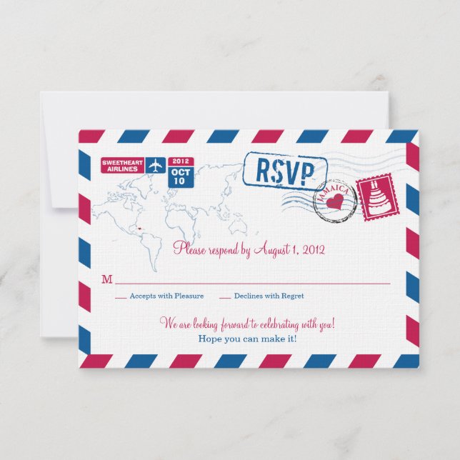 RSVP par avion de mariage JAMAÏQUE (Devant)