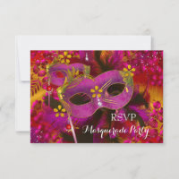RSVP Pink Gold Floral Masquerade Party