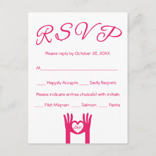 RSVP Pink & White Heart Hands Of Love - Menu