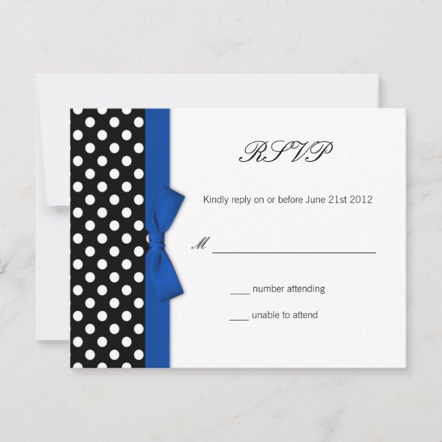RSVP - Polka Dot Blue Bow Mariage Response Card (Devant)