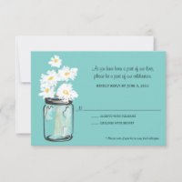 RSVP - Pot Mason rempli de marguerites blanches