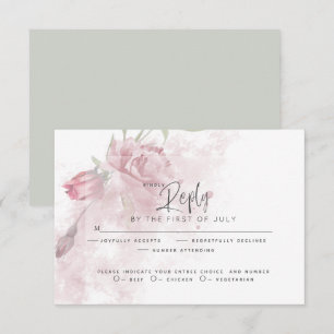 RSVP pour mariage   Aquarelle rustique Rose rose p