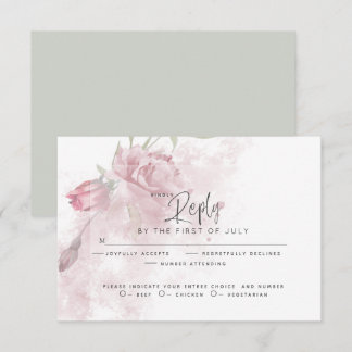 RSVP pour mariage | Aquarelle rustique Rose rose p