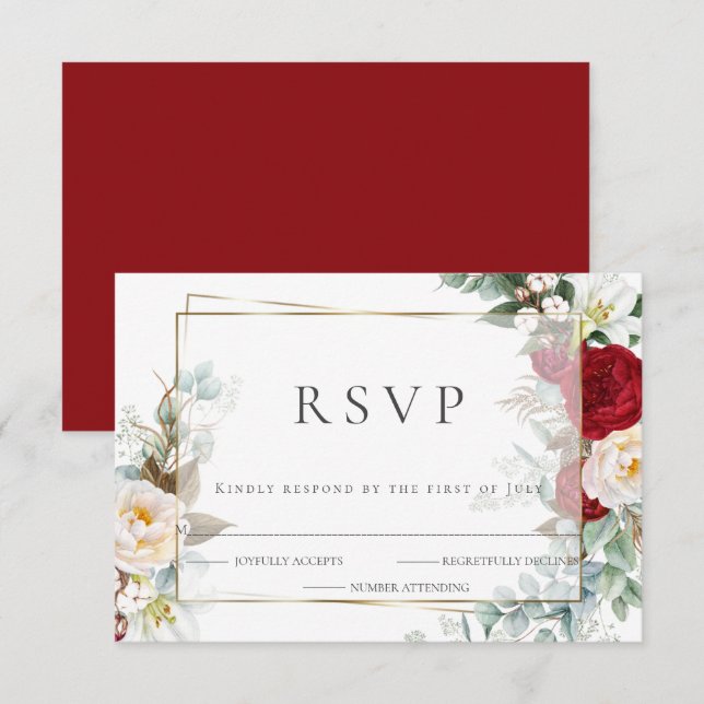RSVP pour mariage | Flore de tourbe d'araignée et  (Devant / Derrière)