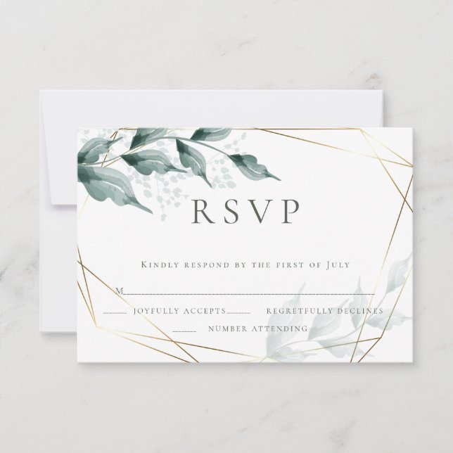 RSVP pour mariage | Grayed Jade Green Botanical (Devant)