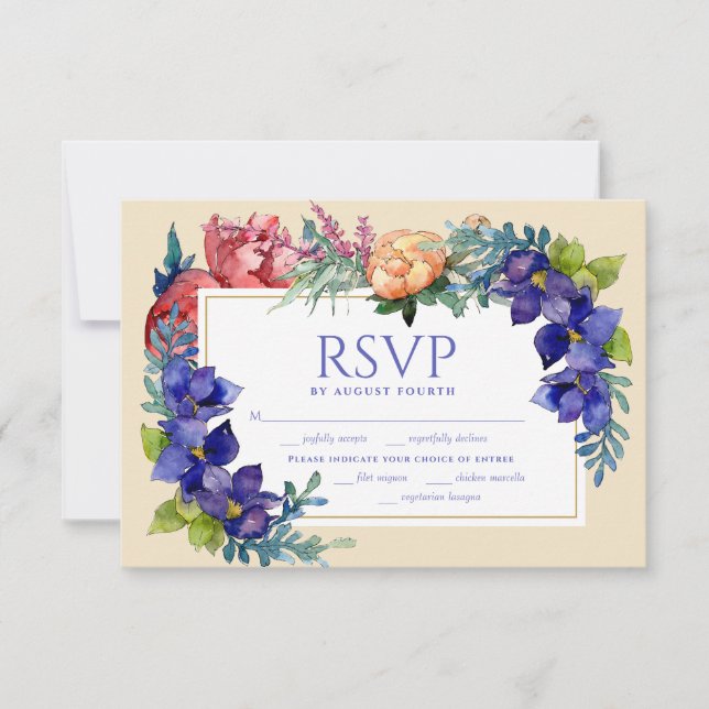 RSVP pour mariage | Happiness Watercolor Floral (Devant)