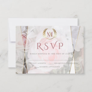 RSVP pour mariage   Rose géométrique moderne
