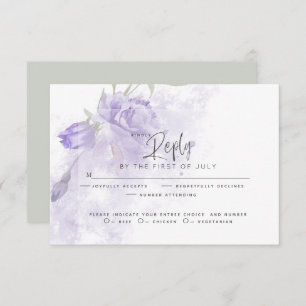 RSVP pour mariage Rustic Painterly Purple Floral
